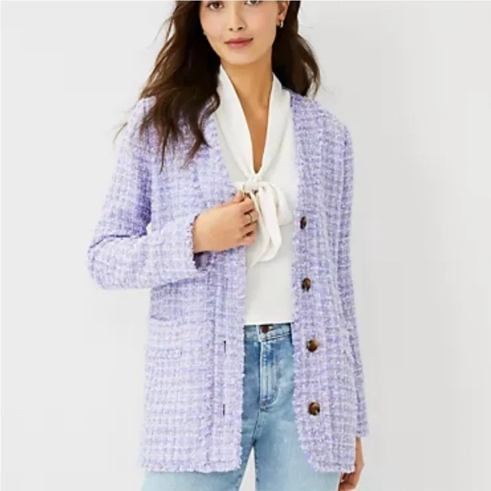 Ann Taylor Lavender Tweed Blazer Jacket